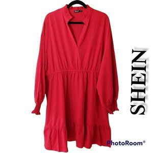 SHEIN CURVE Women's Long Sleeve Red Dress, Size3XL. NWOT #